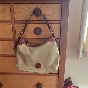 Dooney & Bourke Cream and Brown Shoulder Bag